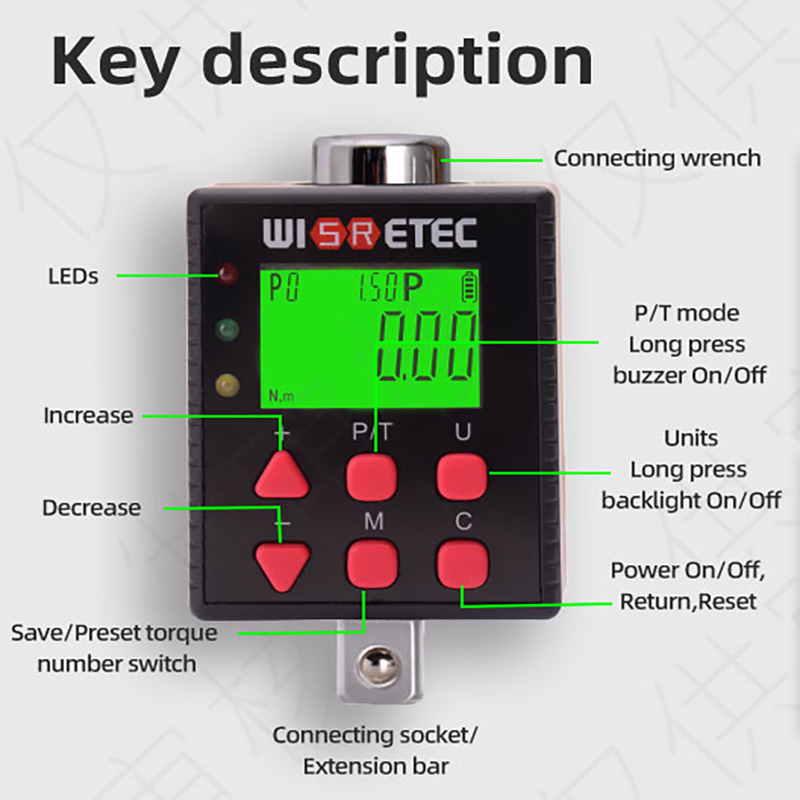 WISRETEC Digital Torque Wrench - đánh giá và giá Electronic Torque Adapter 3/8 1/2 Digital