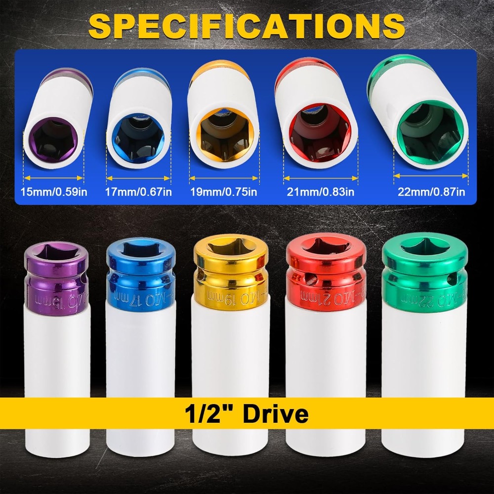 Lug Nut Impact Socket Kit 1/2  - đánh giá và giá Impact Socket Thin Wall Deep Metric Set
