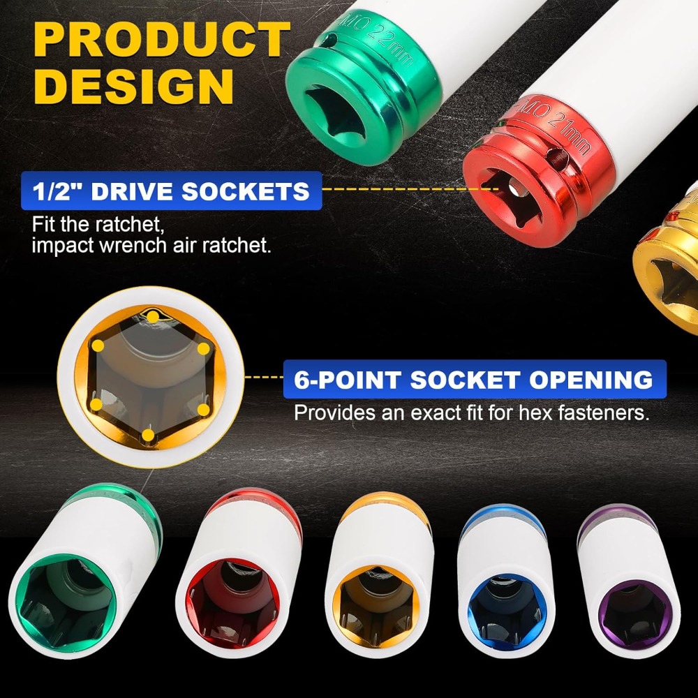 Lug Nut Impact Socket Kit 1/2  - đánh giá và giá Impact Socket Thin Wall Deep Metric Set